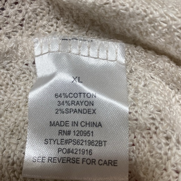 Pink Rose cream oversized open front short sleeve cardigan size XL - Picture 9 of 9